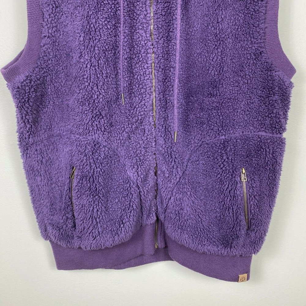 Artisans Vest XXL Purple‎ Plush Fleece Sleeveless High Neck Drawstring - Picture 3 of 11